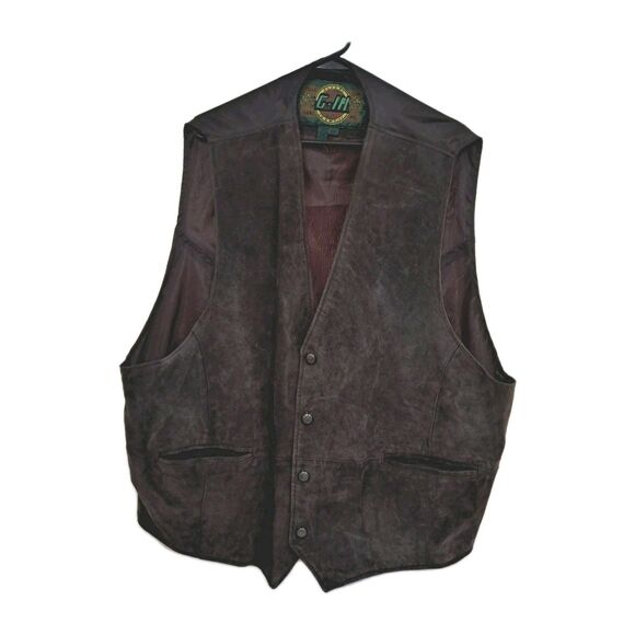 VTG GLOBAL IDENTITY G-III Suede Leather Vest Brown Sz 4X - Picture 1 of 14
